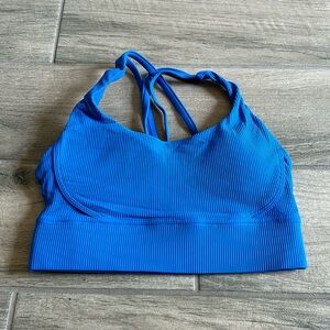 Band of gold blue ribbed sports bra